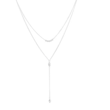 Collar de doble cadena larga y esferas texturizadas
